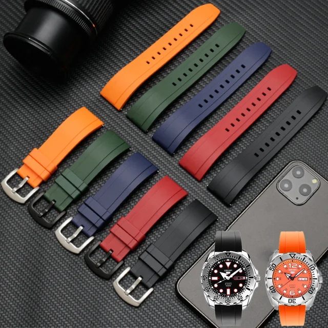 Watchdives Easy Release Rubber Watch Strap 5801-黑色-20mm-银针-26元 kol saati