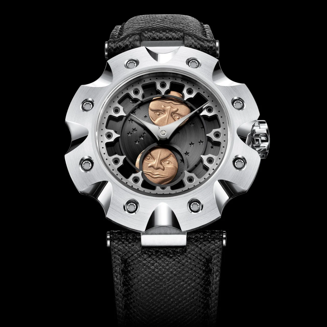 Sarpaneva Supernova Moonphase Grey With Red Gold Moons supernova-moonphase-grey-red-gold kol saati