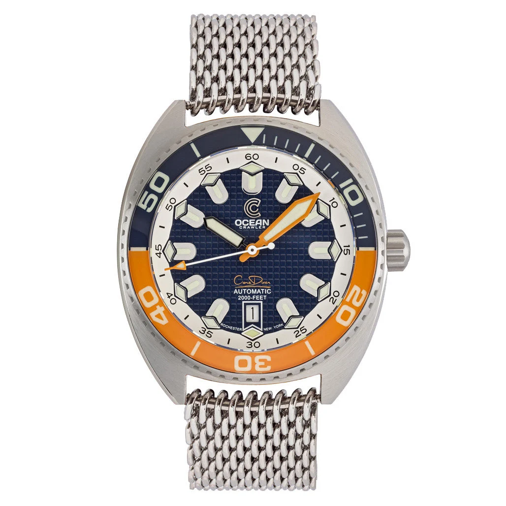 Ocean Crawler Core Diver V4 with Blue and Orange Dial #OC-CR4-BO kol saati