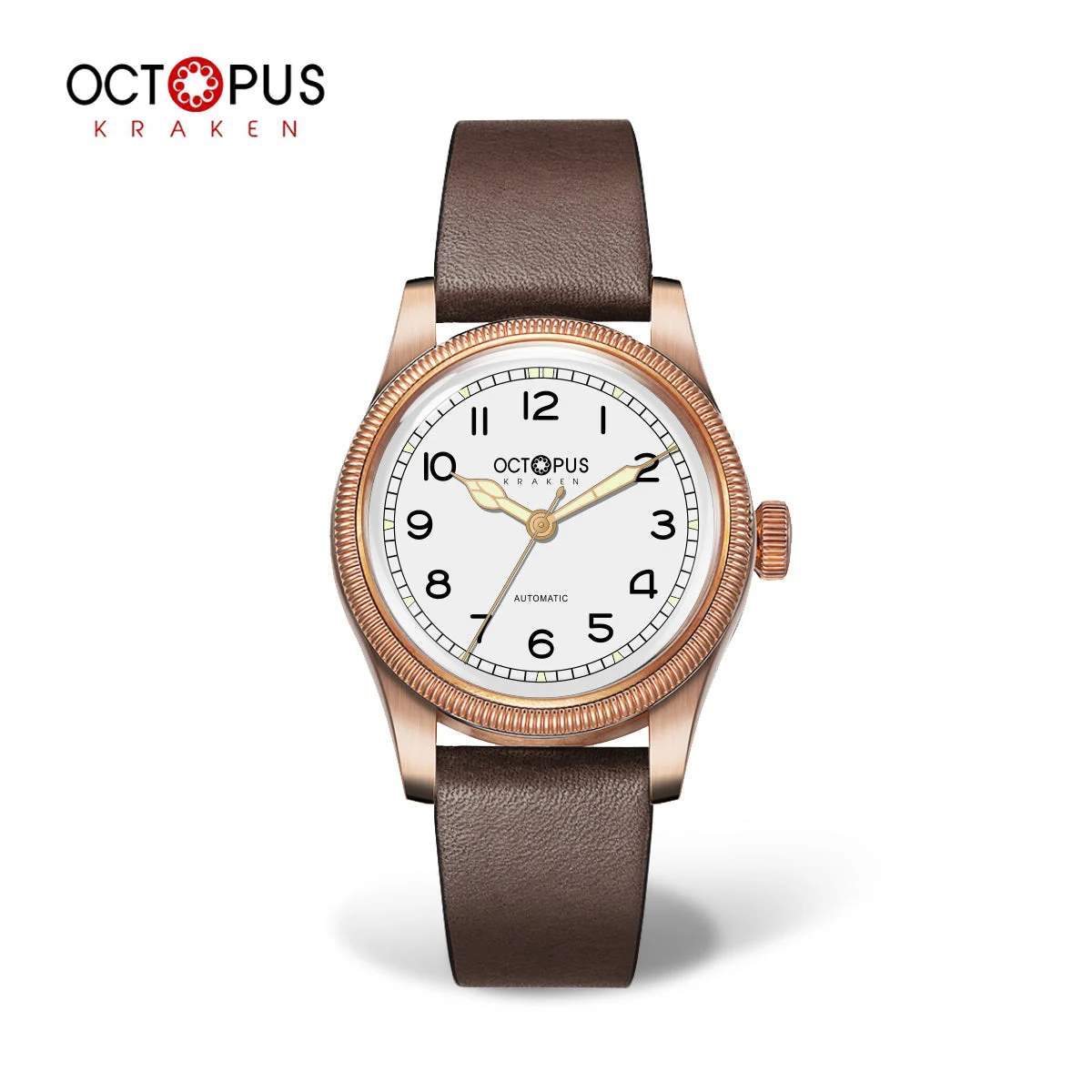 Octopus Kraken Coin Bezel Bronze Pilot Men Watch 八爪鱼-Oct0021- 铜表 - 绿色PT- 皮带 1250 40 mm kol saati