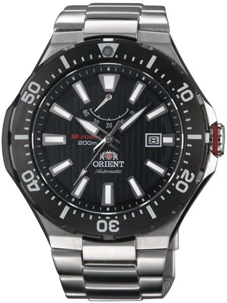 Orient M-Force Delta Automatic Scuba Black Dive Watch with Power Reserve Meter #EL07002B 49.1 mm kol saati