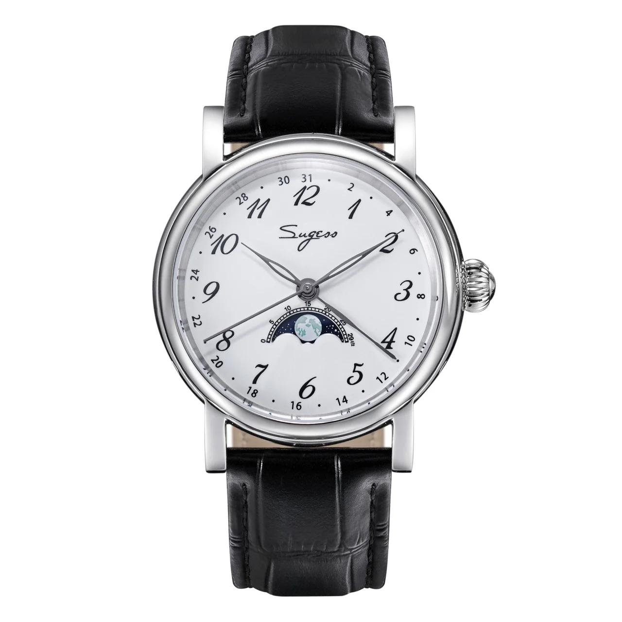 Sugess MoonPhase Master S395-2 Moon Phase Automatic Enamel Dial Sta 40 mm kol saati