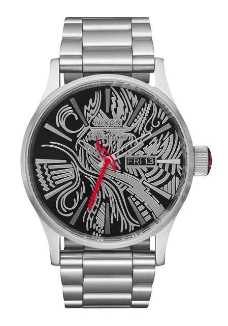Nixon US Rolling Stones Sentry Stainless Steel - Silver / Black A1353-625-00 kol saati