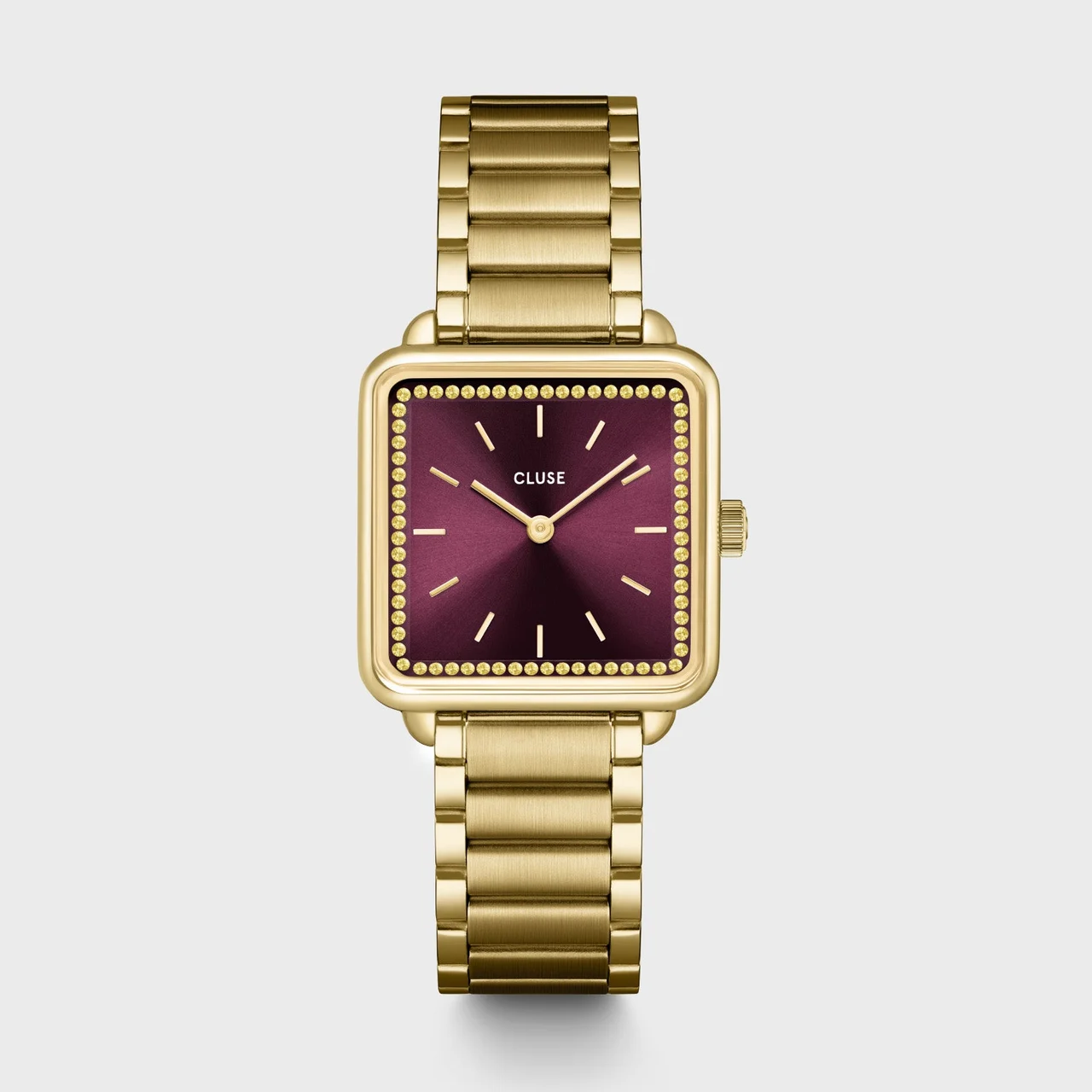 CLUSE Tétragone Watch Steel, Wine stones, Gold Colour CW10314 28.5 mm kol saati