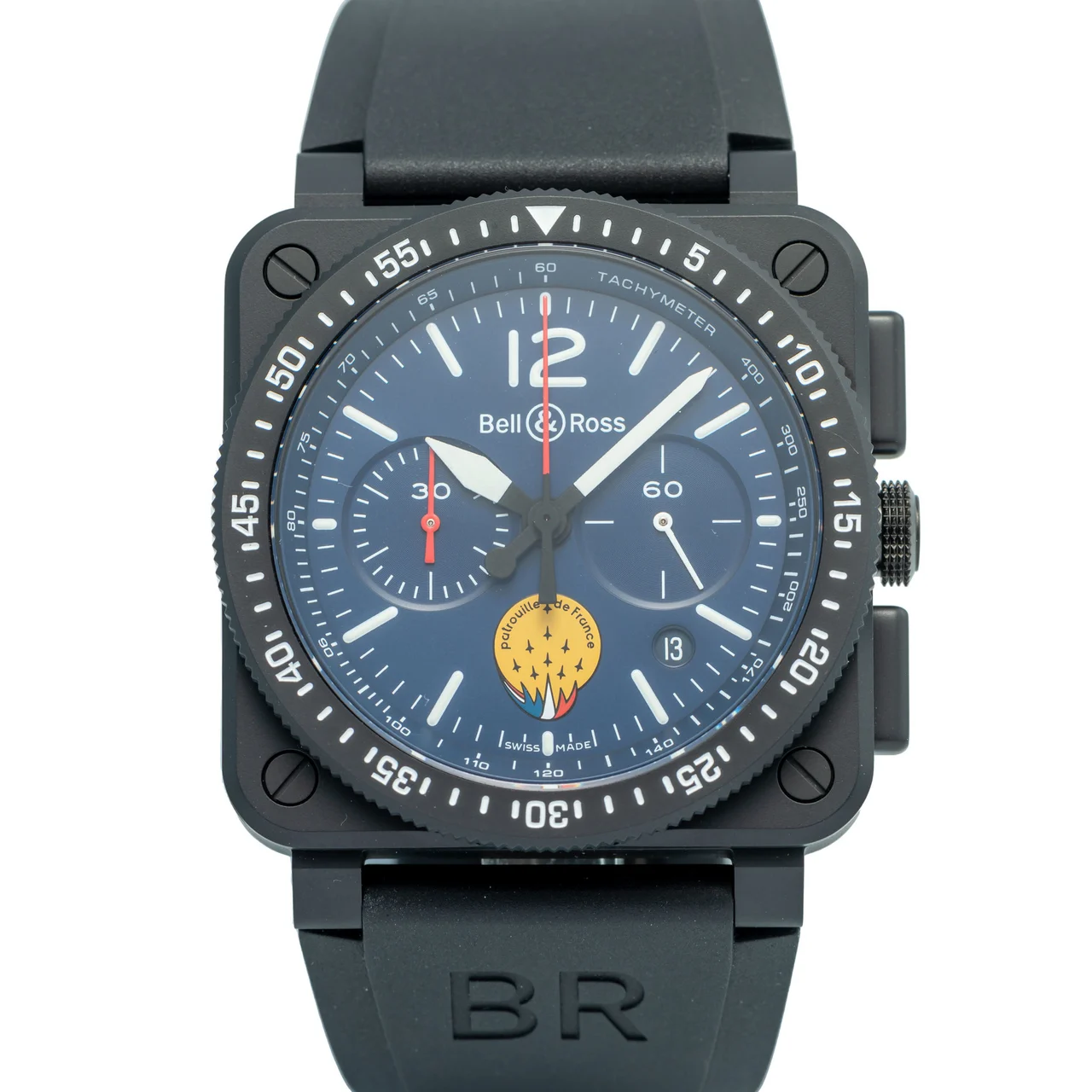 Bell & Ross BELL & ROSS REF. BRO3-94-CBl-50322, SELF-WINDING, CHRONOGRAPH, MINUTE RECORDER, DATE; "PATROUILLE DE FRANCE", LIMITED EDITION OF 500 PIECES; CERAMIC kol saati