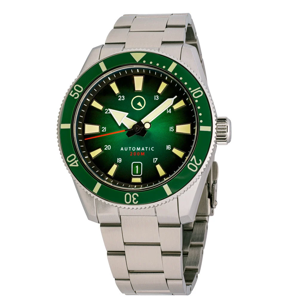 Islander Southold 42mm Automatic Dive Watch with Green Ombre Dial #ISL-117 42 mm kol saati