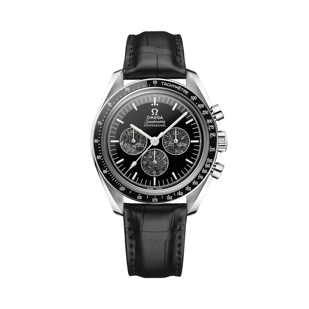 OMEGA Speedmaster Caliber 321 Platinum 42mm - Black on Leather Strap O31193423099001 42 mm kol saati