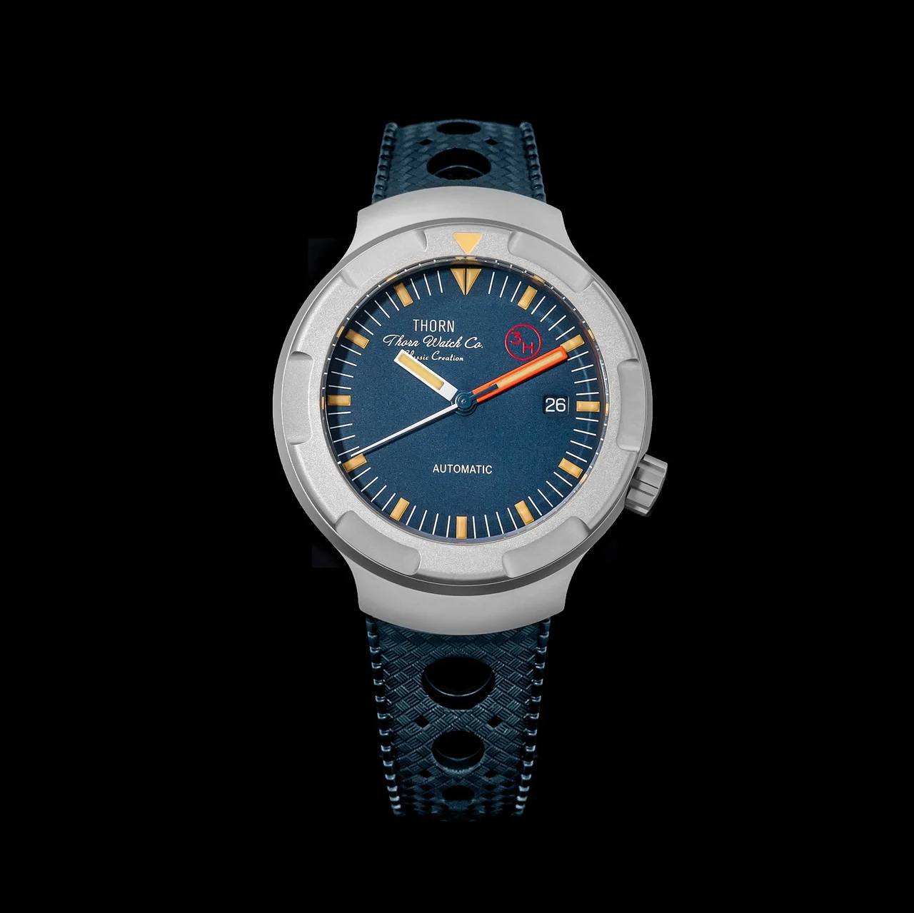 Heimdallr Thorn T011 Titanium Vintage Men Watch 西流T011-保时捷- 黑面胶带+ 送原装尼龙带 41 mm kol saati