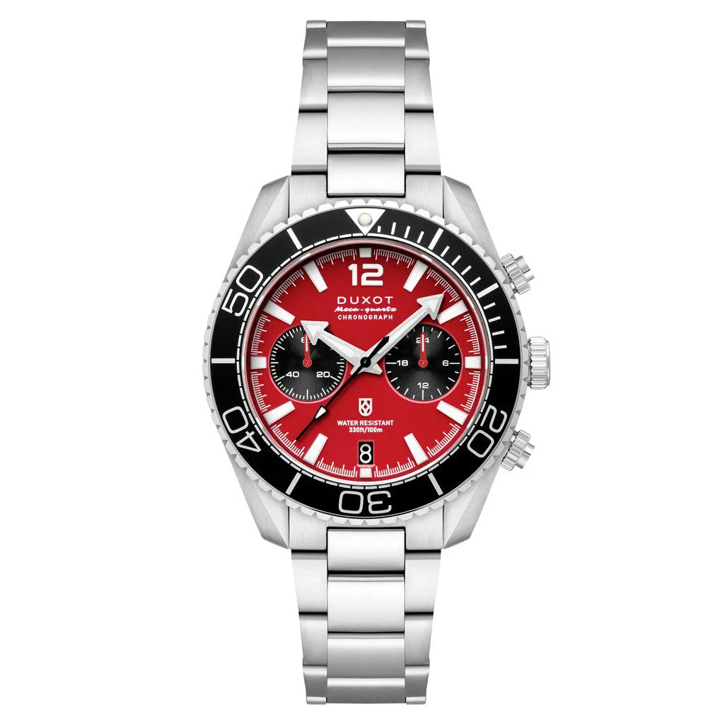 Duxot Tiburon Meca-Quartz Chronograph in Brick Red #DX-2062-22 42 mm kol saati