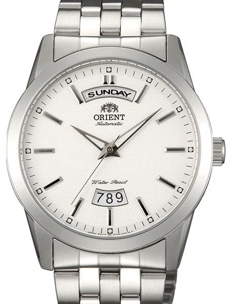 Orient Union 21-Jewel Automatic Day and Date Watch with Stainless Steel Bracelet #EV0S003W kol saati