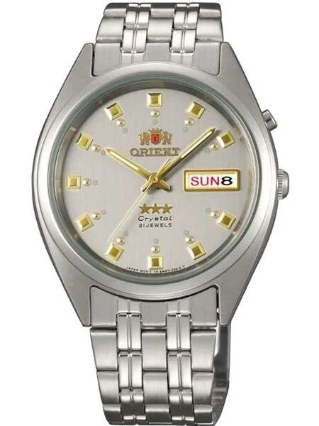 Orient Automatic Watch with Grey Dial, Day-Date and SS Bracelet #EM0401NK 37.5 mm kol saati