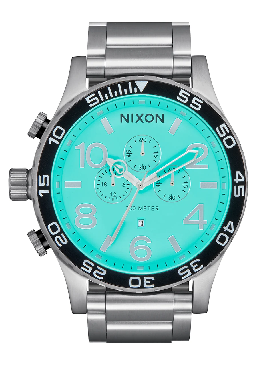 Nixon US Chrono - Silver / Turquoise A1389-2084-00 51 mm kol saati