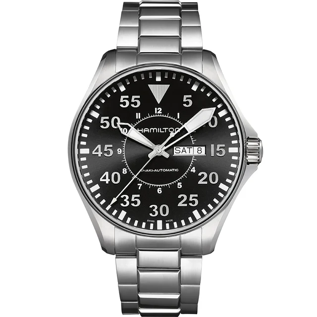 Hamilton Khaki Aviation Pilot Day Date Auto H64715135 kol saati