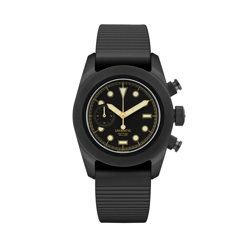 Unimatic Modello Tre U3FB-ROPS Chronograph Limited Edition 40mm - Black on Rubber Strap 40 mm kol saati