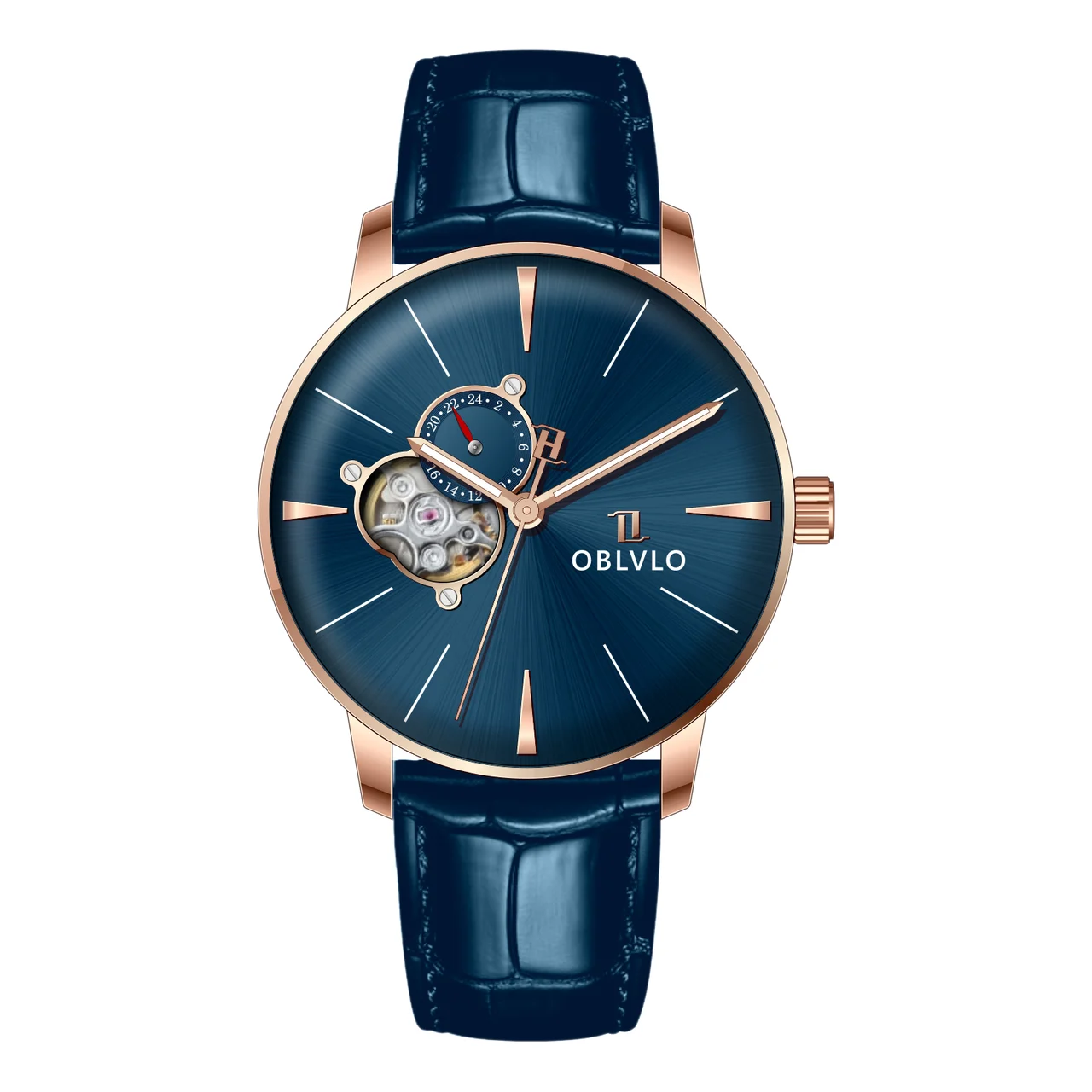OBLVLO With Automatic Watch,Blue Dial NW-PLL NW Series,40mm,Leather With Automatic Watch,Blue Dial NW-PLL 40 mm kol saati