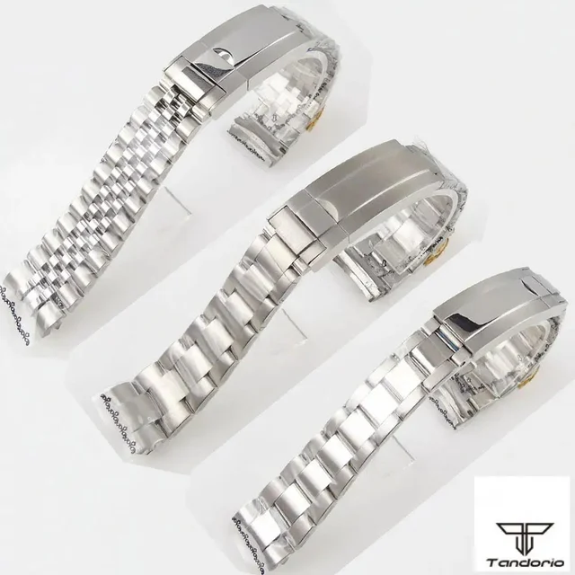 Tandorio Stainless Steel Jubilee Bracelet Watchband Spare Parts Brushed/Mid-Polished Glide