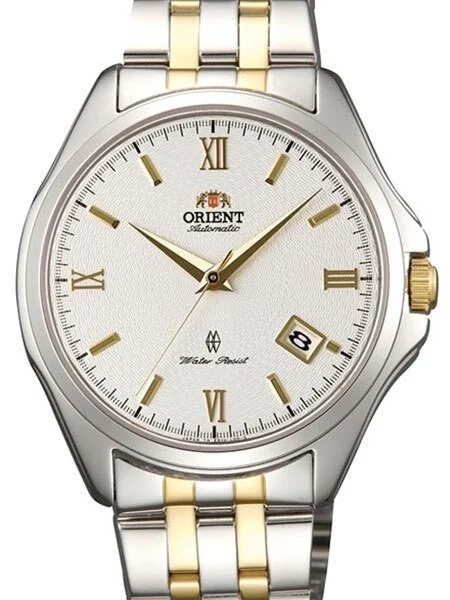 Orient Two-Tone Analyst Automatic Dress Watch with White Dial and Sapphire Crystal #ER1U001W kol saati