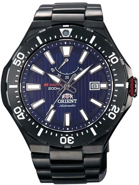 Orient M-Force Delta Automatic Scuba Black IP Dive Watch with Power Reserve Meter #EL07001D 49.1 mm kol saati