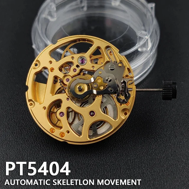 Tandorio Genuine HK PT5404 Automatic Mechanical Movement Gold Skeleton Self-winding High Q