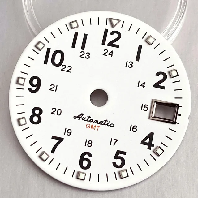 Tandorio GMT Dial 29mm Mod black/white Watch Dial Face fit NH34 Automatic Movement Men Wat