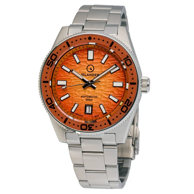 Islander Northport "Fireball" Hi-Beat Automatic Dive Watch with Sunset Orange Dial #ISL-19