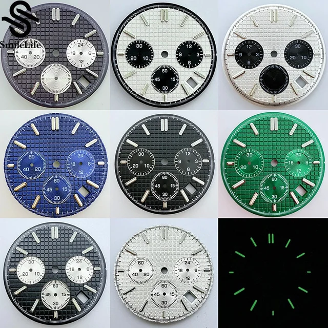 Tandorio Royal Oak Dial Green Luminous Chronograph Dial Suitable Fit VK63 Quartz Movement