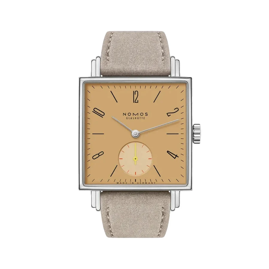 NOMOS Glashütte Tetra Ochra Sapphire Back 29.5mm - Ocher Yellow on Strap 437 29.5 mm kol saati