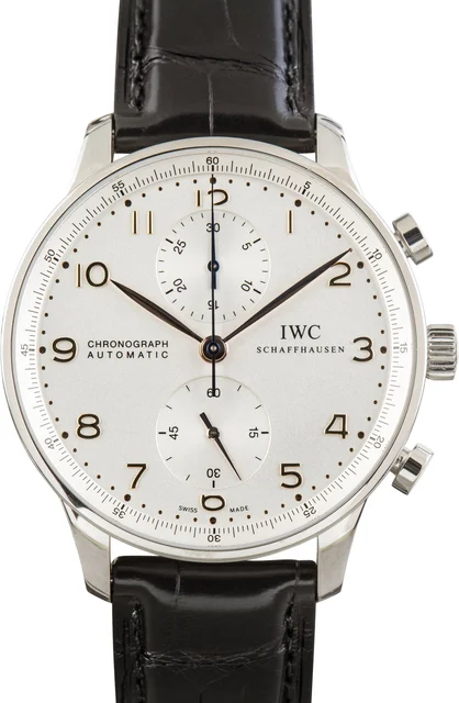 IWC Portugieser Chronograph IW371401 Silver Arabic Dial kol saati