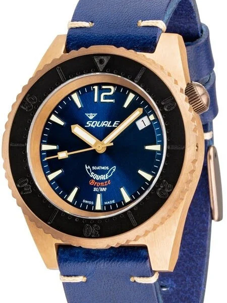 Squale meter Professional Swiss Automatic Dive watch with Bronze Case #1521BR-026-BLU kol