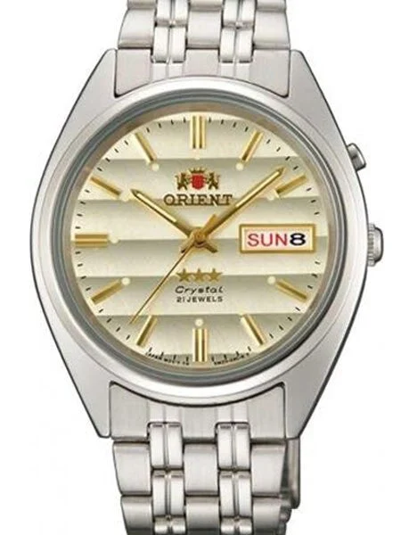 Orient Automatic Watch with Champagne Dial, Day-Date and SS Bracelet #EM0401PC kol saati
