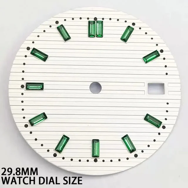 Tandorio Sterile 29.8MM Watch Dial Sunburst Green Dial for NH35 NH36 Movement Date Window
