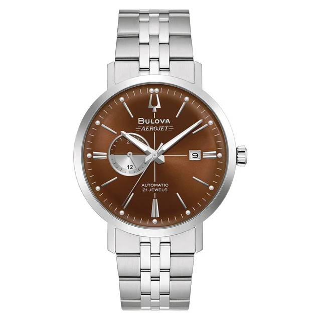 Bulova Aerojet Automatic Watch with Sunburst Brown Dial #96B375 kol saati