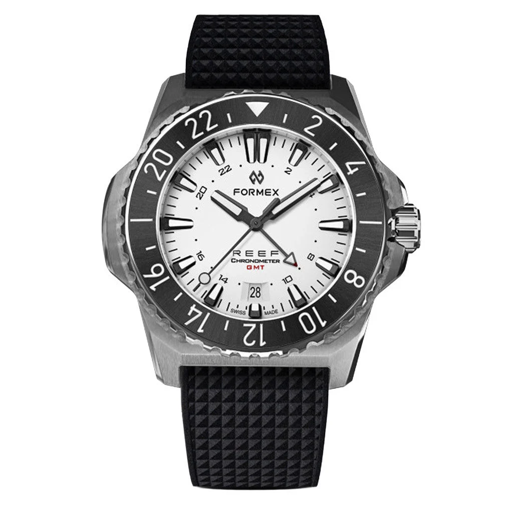 Formex REEF GMT Chronometer Dive Watch with White Dial and Black Bezel #2202.1.5312.910 kol saati