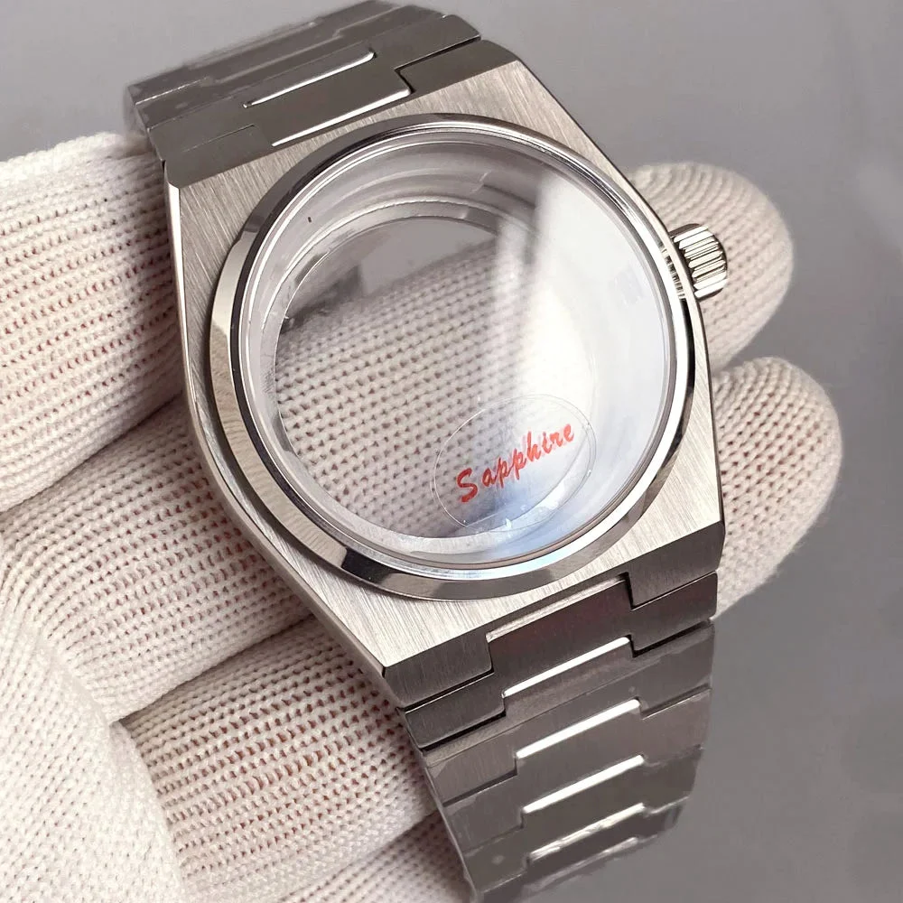 Tandorio Watches PRX Case Silver Fluted 100m Waterproof For Super Player Sapphire Glass Watch Case Fit NH34 NH35 NH36 NH38 Movement 14:200025551#Rose Smooth Bezel;200000046:201720836#Fit NH35 NH36 NH38 40 mm kol saati