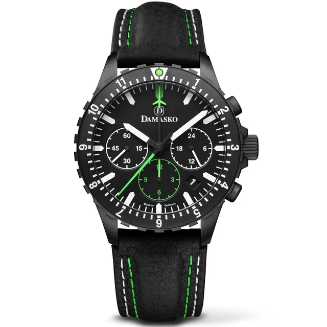 Damasko Black 42mm Chronograph with a Stopwatch and a 12-hour Totalizer #DC86 DC86BK-Gn ko