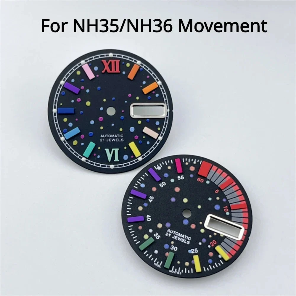 Tandorio Watch Dial Modification Watch Accessories Color Surface Mechanical Diving Watch Faces for Japan NH35/NH36 Movement 14:201447303#B 28.5 mm kol saati