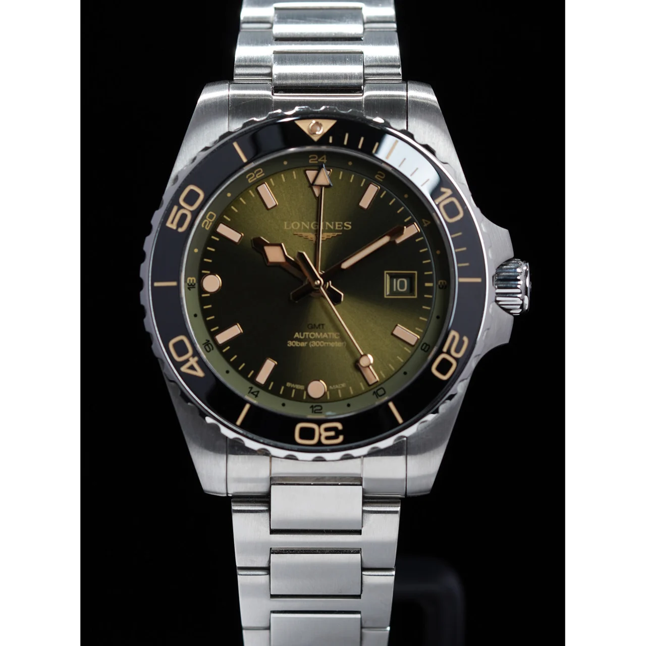 Longines Hydroconquest GMT Green Dial 210009N31851 43 mm kol saati
