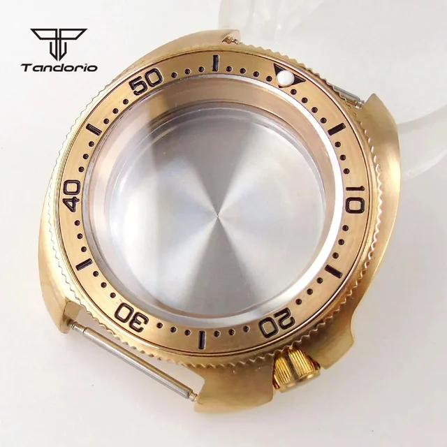 Tandorio Solid Bronze Turtle Watch Case 200M 44mm Dive Watch Case Sapphire Glass Rotating