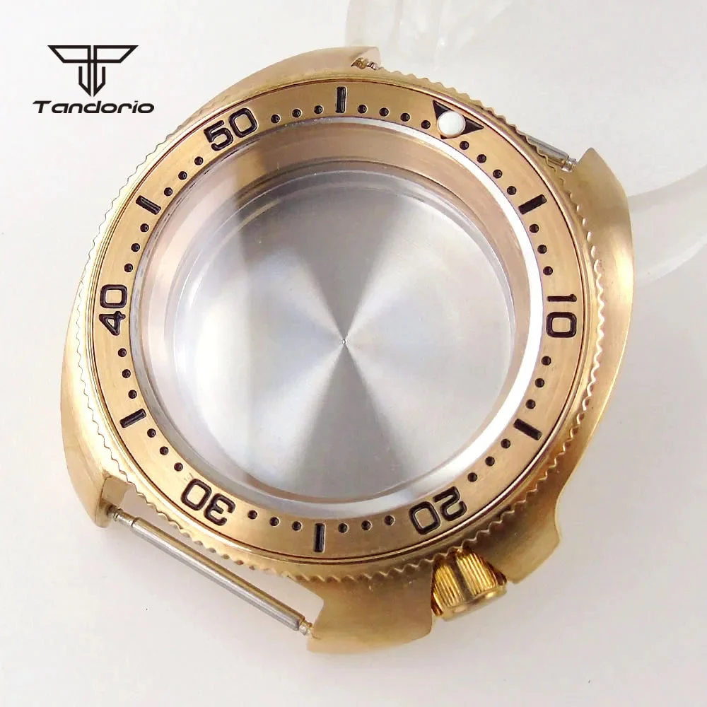 Tandorio Solid Bronze Turtle Watch Case 200M 44mm Dive Watch Case Sapphire Glass Rotating Bezel Fit NH35 NH36 ETA2824 PT5000 Automatic Movement 1005005050959296-bronze bezel-Fit ETA2824 PT5000 44 mm kol saati