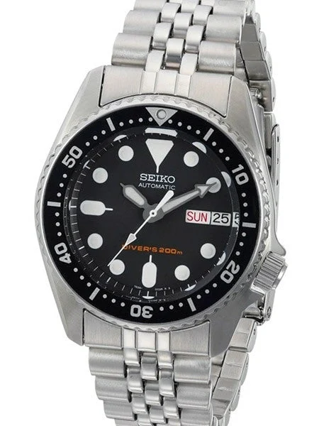 Seiko Scratch and Dent - Black Automatic Dive Watch with Stainless Steel Bracelet #SKX013K
