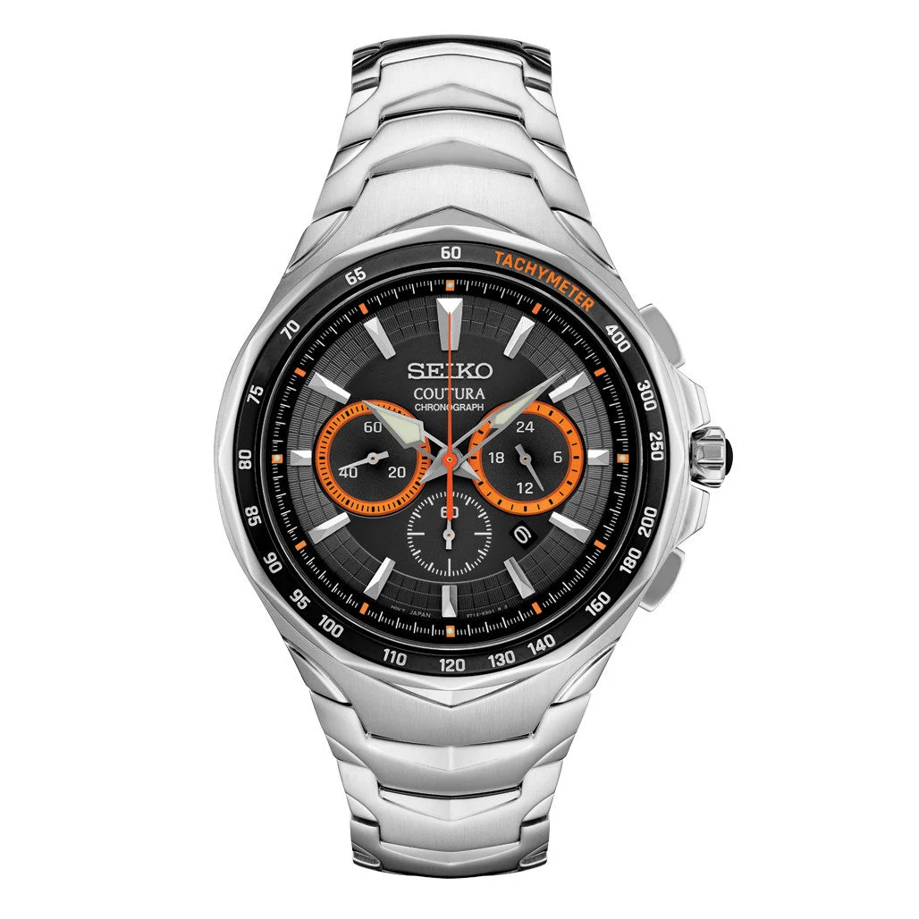 Seiko Coutura Quartz Chronograph with Sapphire Crystal and Orange Accents #SRWZ23 45.5 mm kol saati