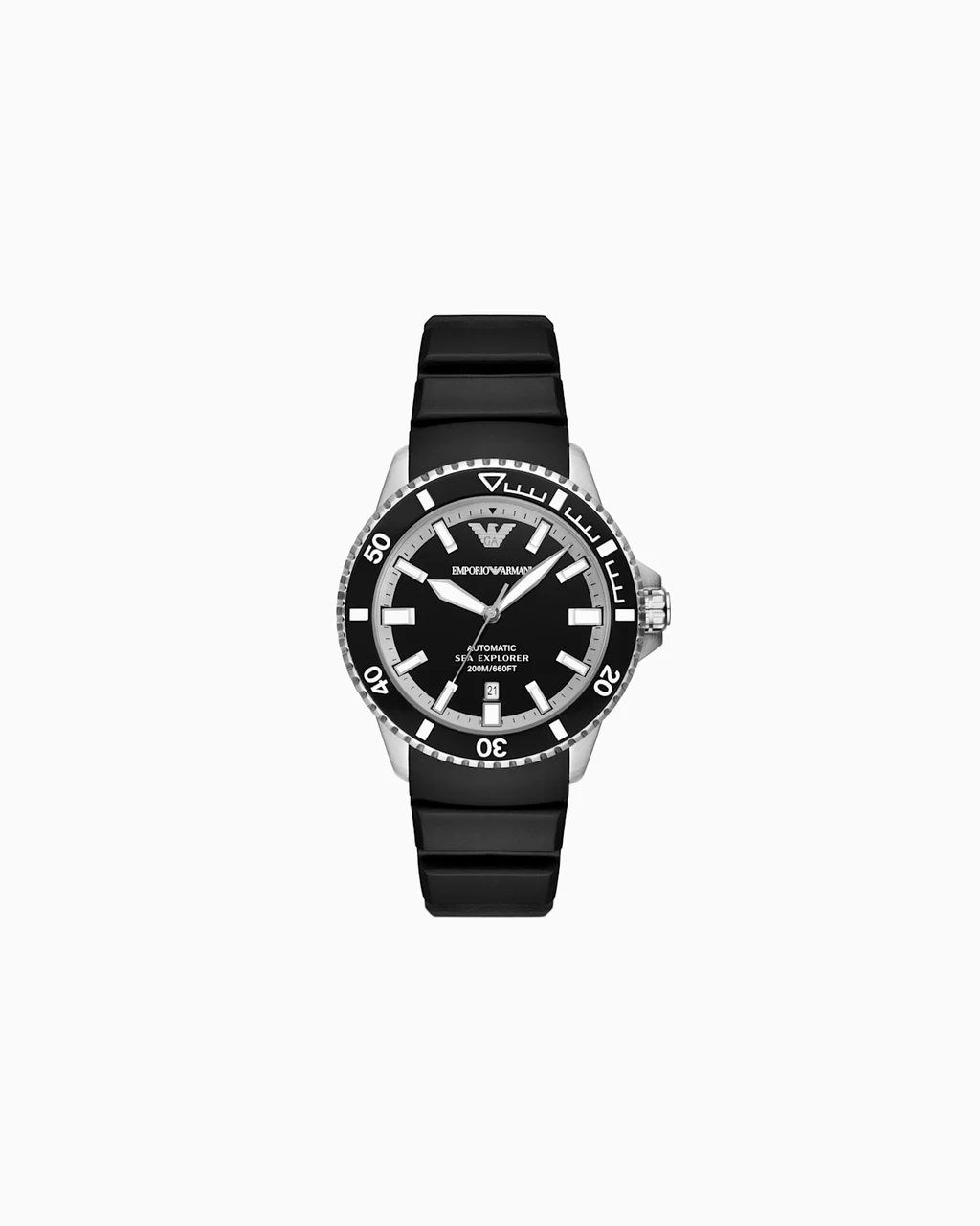 Emporio Armani Sea Explorer Automatic Black Silicone Watch AR60078 42.5 mm kol saati