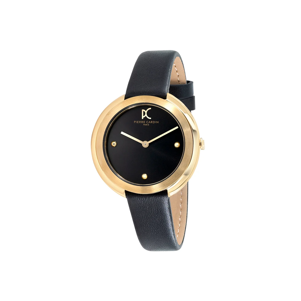 MONTMARTRE Gold Watch with Black Leather Strap CMC.8002 36 mm kol saati