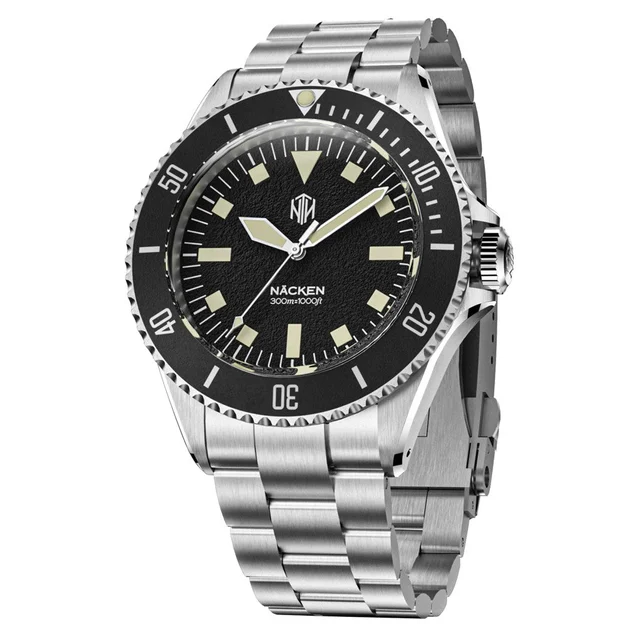 NTH Legends Series Näcken Vintage Black Dive Watch without Date #WW-NTHL-NVKN kol saati