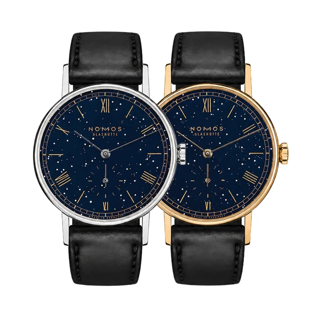 NOMOS Glashütte Twice Unique "Urania" Ludwig Steel and Gold 35mm - Blue on Leather Strap 2