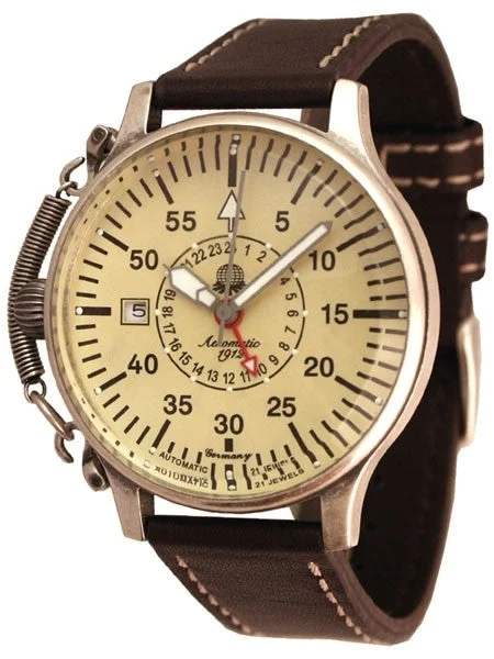 Aeromatic Automatic 24 Hour Watch, Large Minutes and Spring Crown Guard #A1394 42.5 mm kol saati