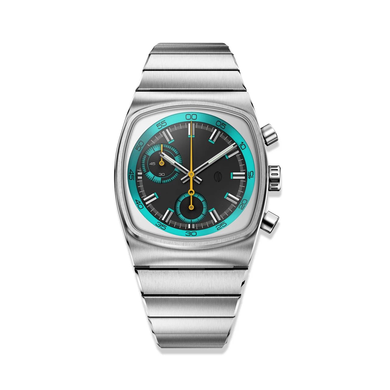 Brew Watches Metric - Teal & Yellow Chronograph Watch METRIC-TEAL-SS 36 mm kol saati