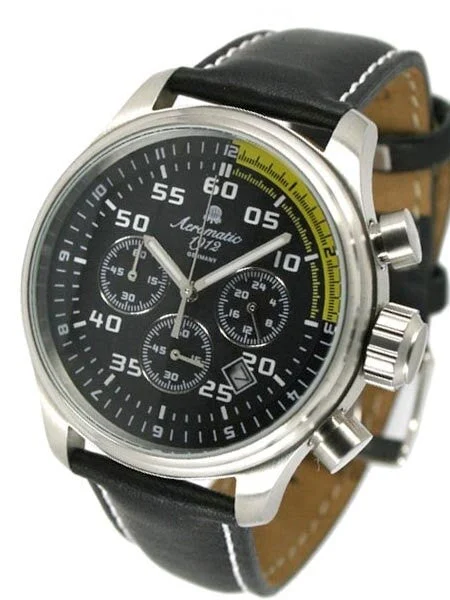 Aeromatic Aviator Styled Chronograph with 24-hr Sub-Dial #A1203 kol saati
