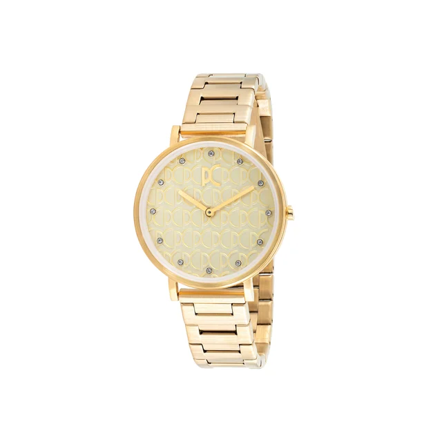 BONNE NOUVELLE WOMENS Bonne Nouvelle with PC Monogram Gold Dial and Metal Links Strap CBN.