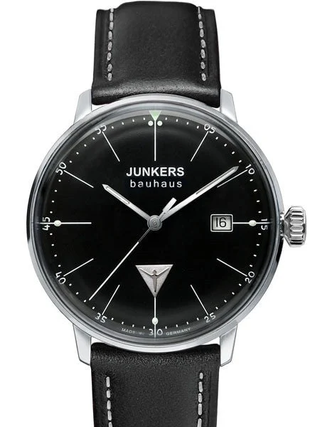 Junkers Bauhaus Swiss Quartz Watch with Domed Hesalite Crystal #6071-2 kol saati